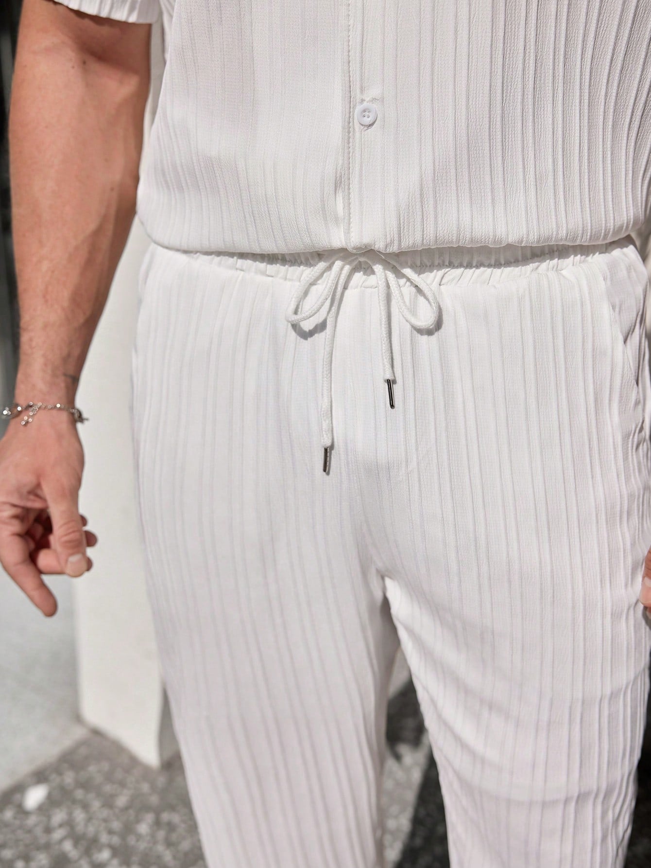 Angelo-Conjunto De Camisa Y Pantalón Con Botones Y Texturizados De Color Sólido