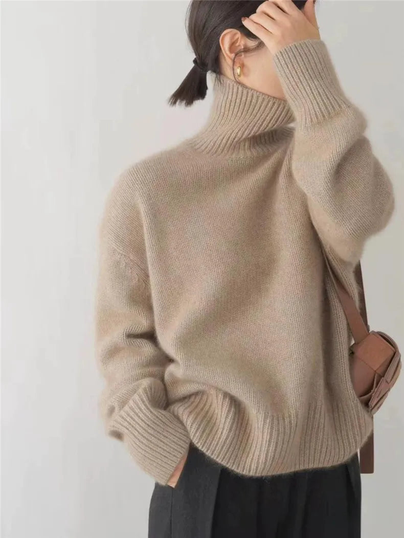 Andrea-Jersey de cachemira con cuello alto