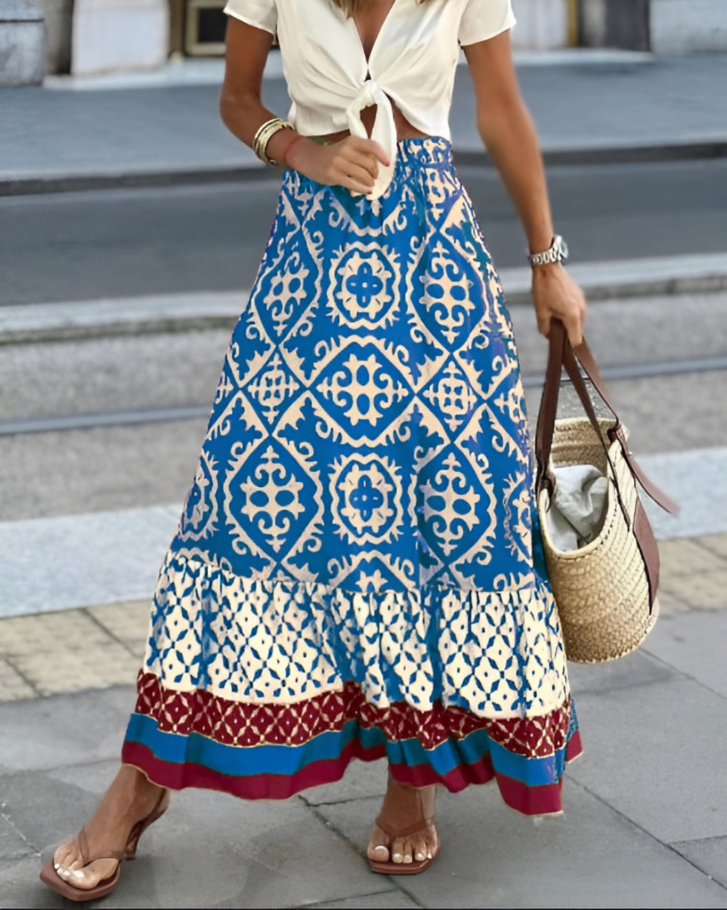 Bianca-Falda larga de estilo bohemio