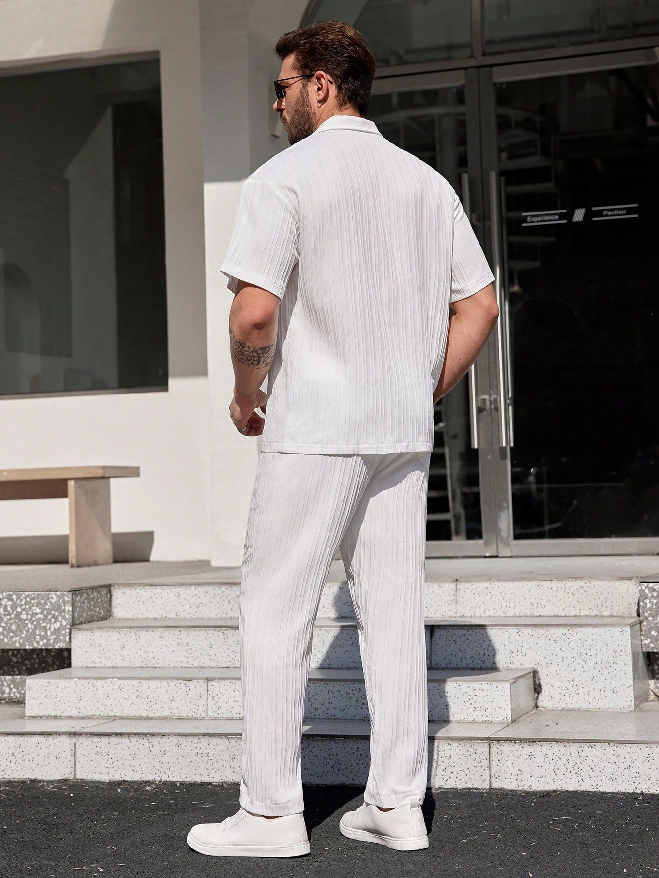 Angelo-Conjunto De Camisa Y Pantalón Con Botones Y Texturizados De Color Sólido