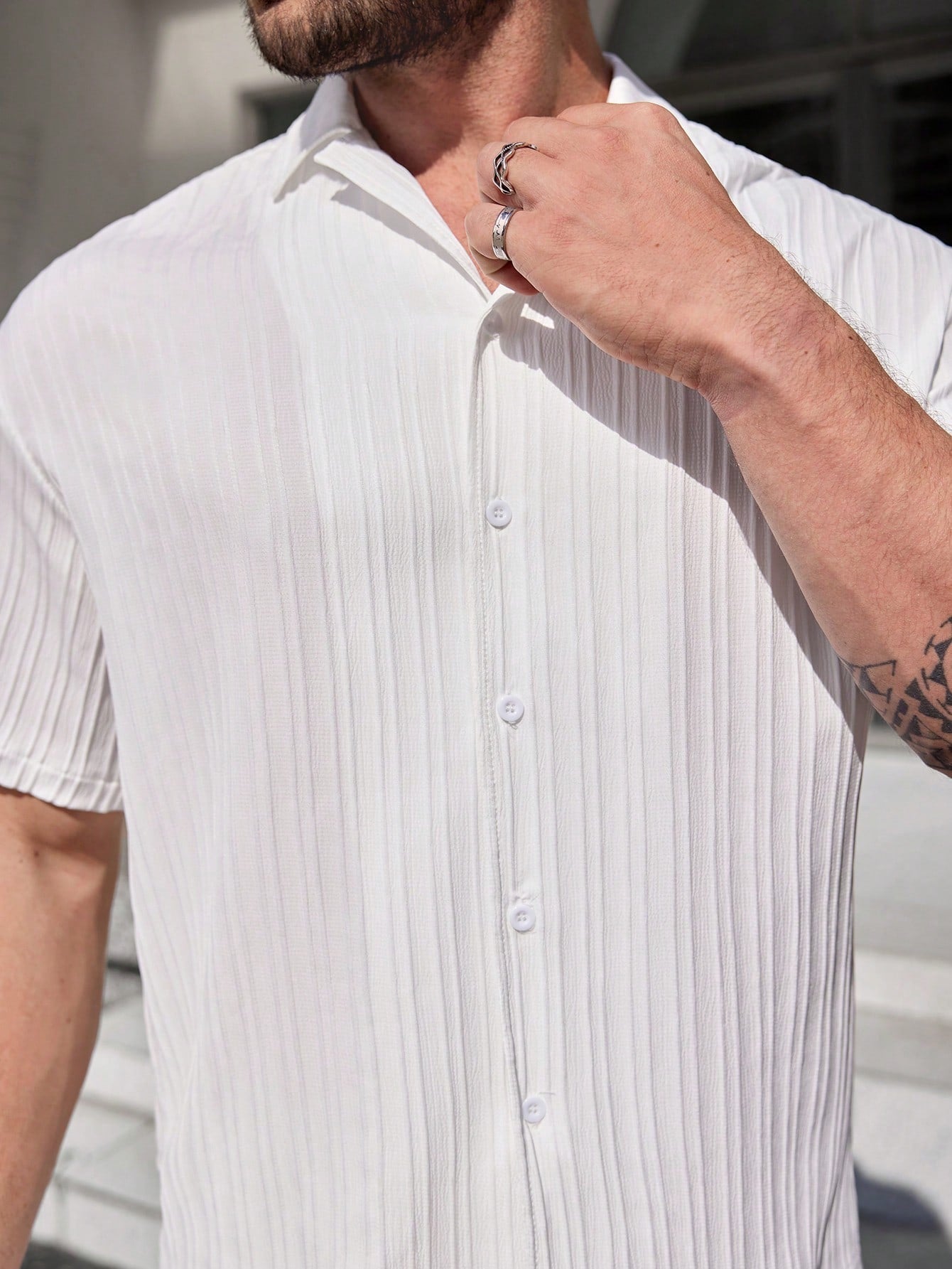 Angelo-Conjunto De Camisa Y Pantalón Con Botones Y Texturizados De Color Sólido