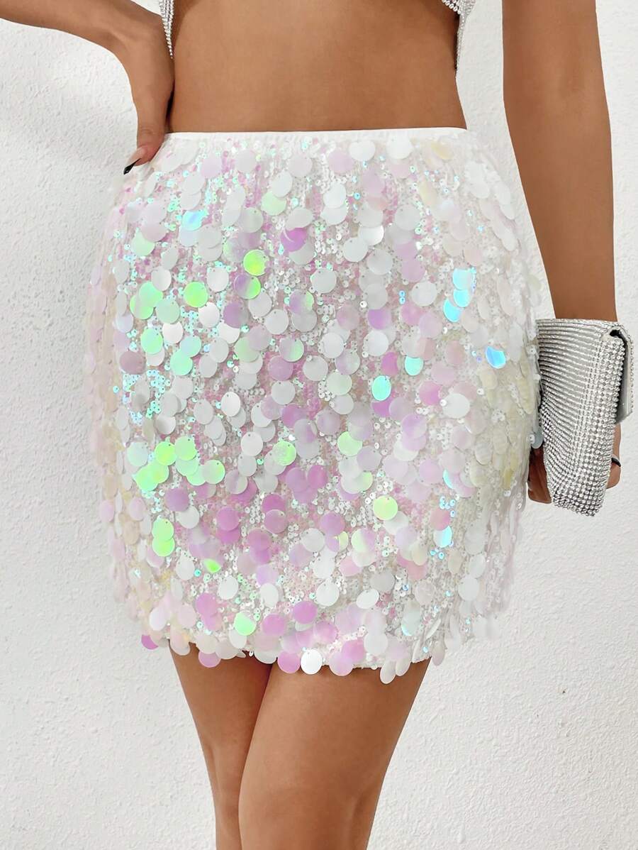 Estefanía-Minifalda ajustada con lentejuelas para ropa de fiesta de vacaciones