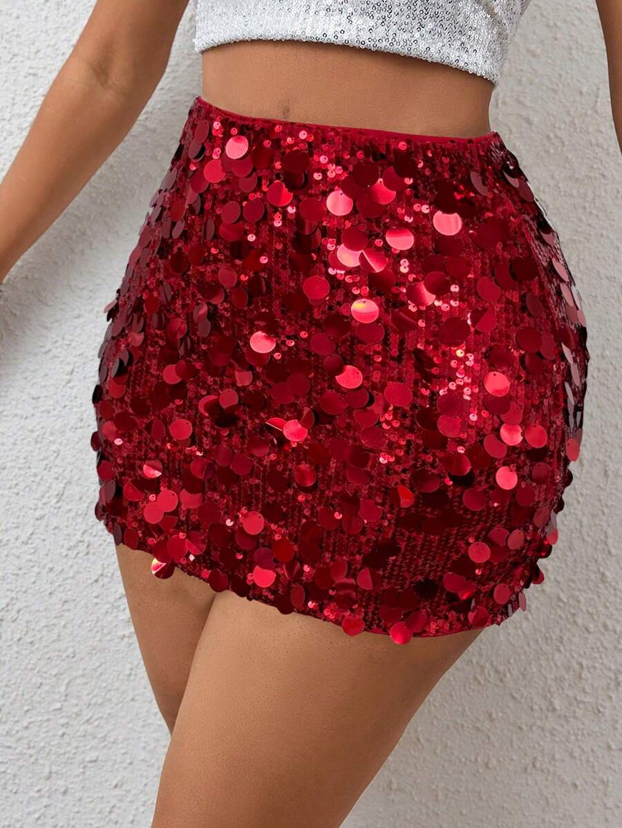 Estefanía-Minifalda ajustada con lentejuelas para ropa de fiesta de vacaciones