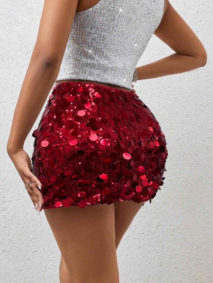 Estefanía-Minifalda ajustada con lentejuelas para ropa de fiesta de vacaciones