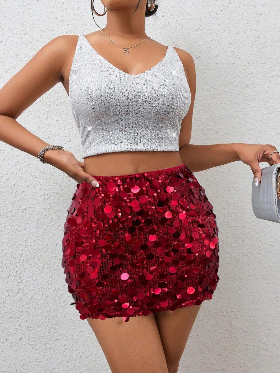 Estefanía-Minifalda ajustada con lentejuelas para ropa de fiesta de vacaciones