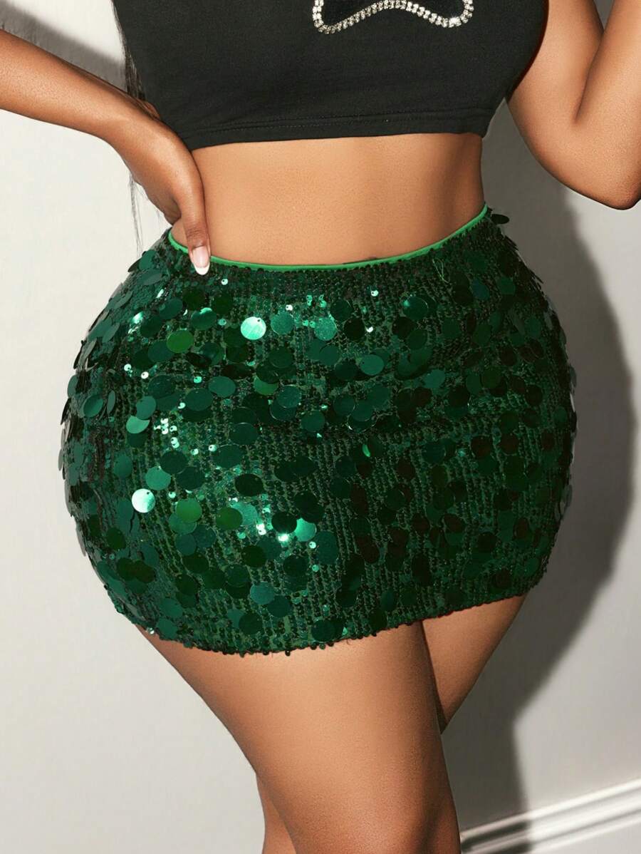 Estefanía-Minifalda ajustada con lentejuelas para ropa de fiesta de vacaciones