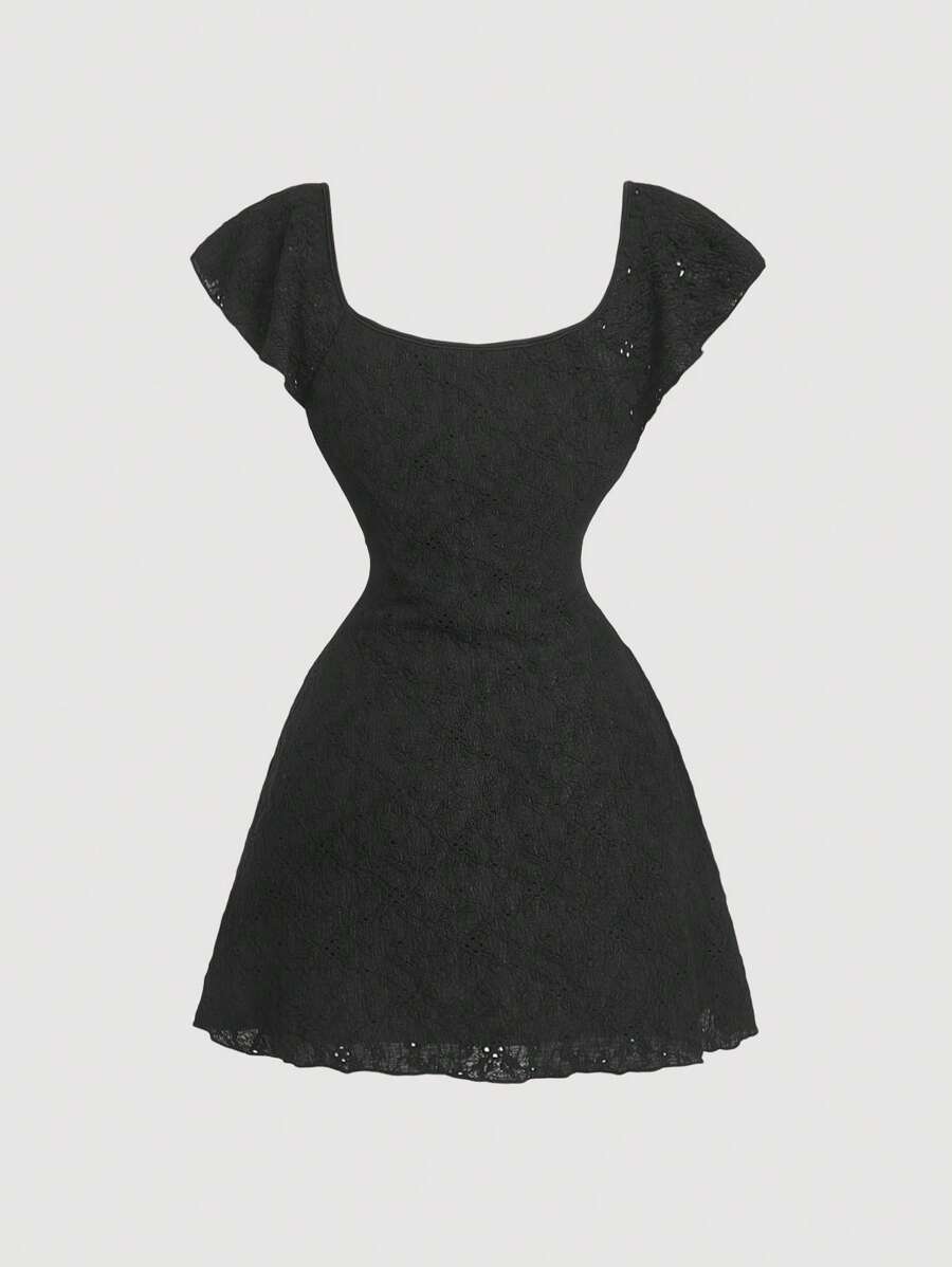 Cristina-Vestido mini de encaje blanco de punto para mujer
