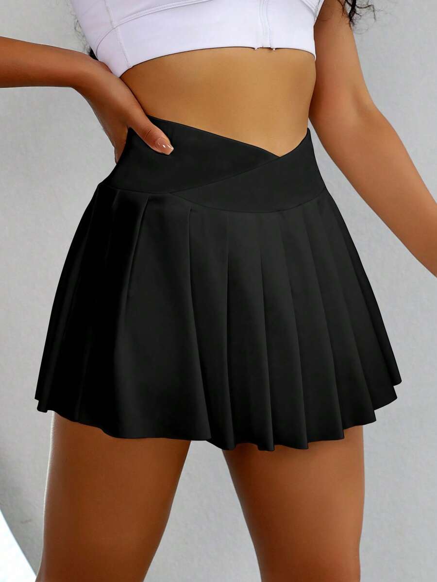 Beatriz-Falda deportiva de cintura alta con bolsillos y pantalón corto interior