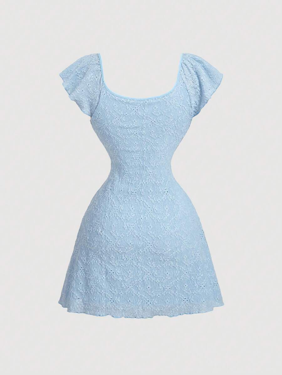 Cristina-Vestido mini de encaje blanco de punto para mujer