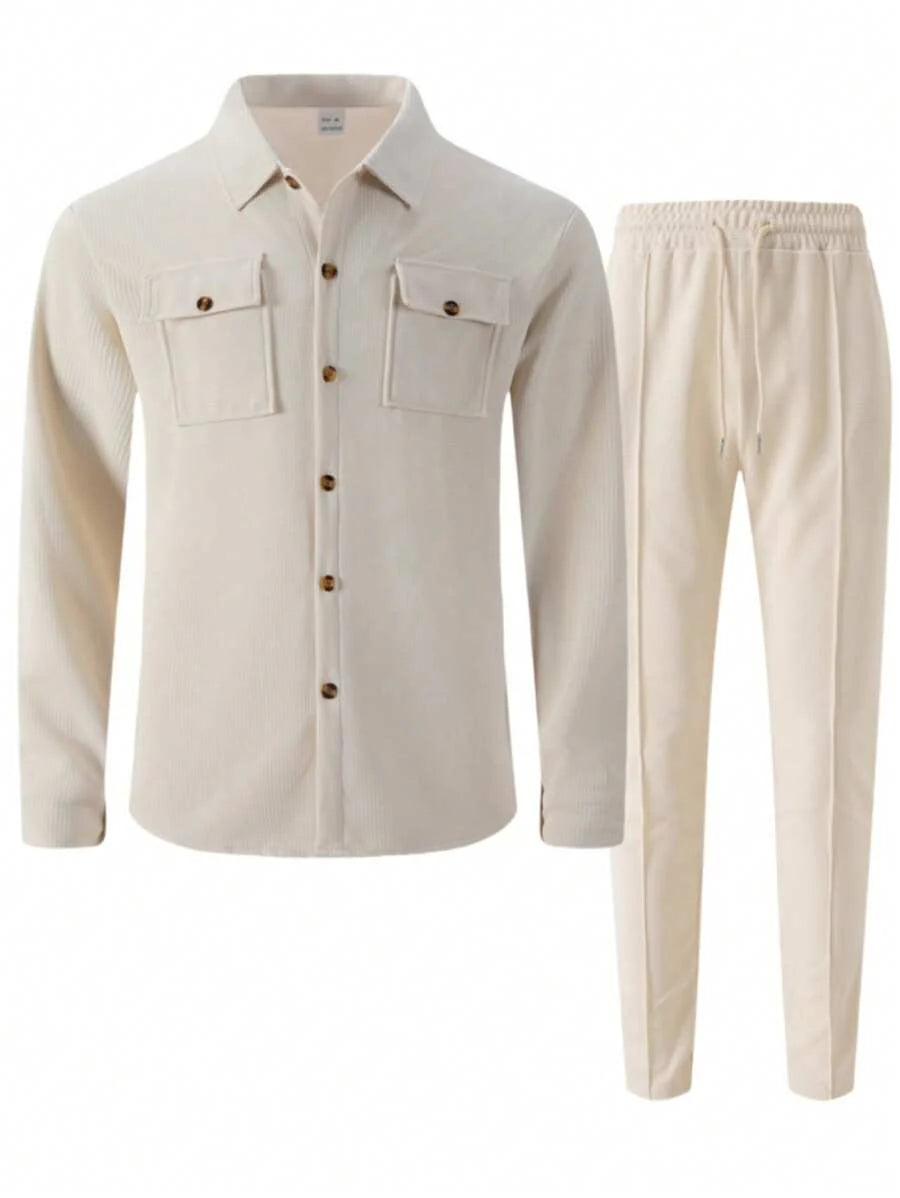 Juanma-Conjunto de camisa y  pantalones ligero para vacaciones