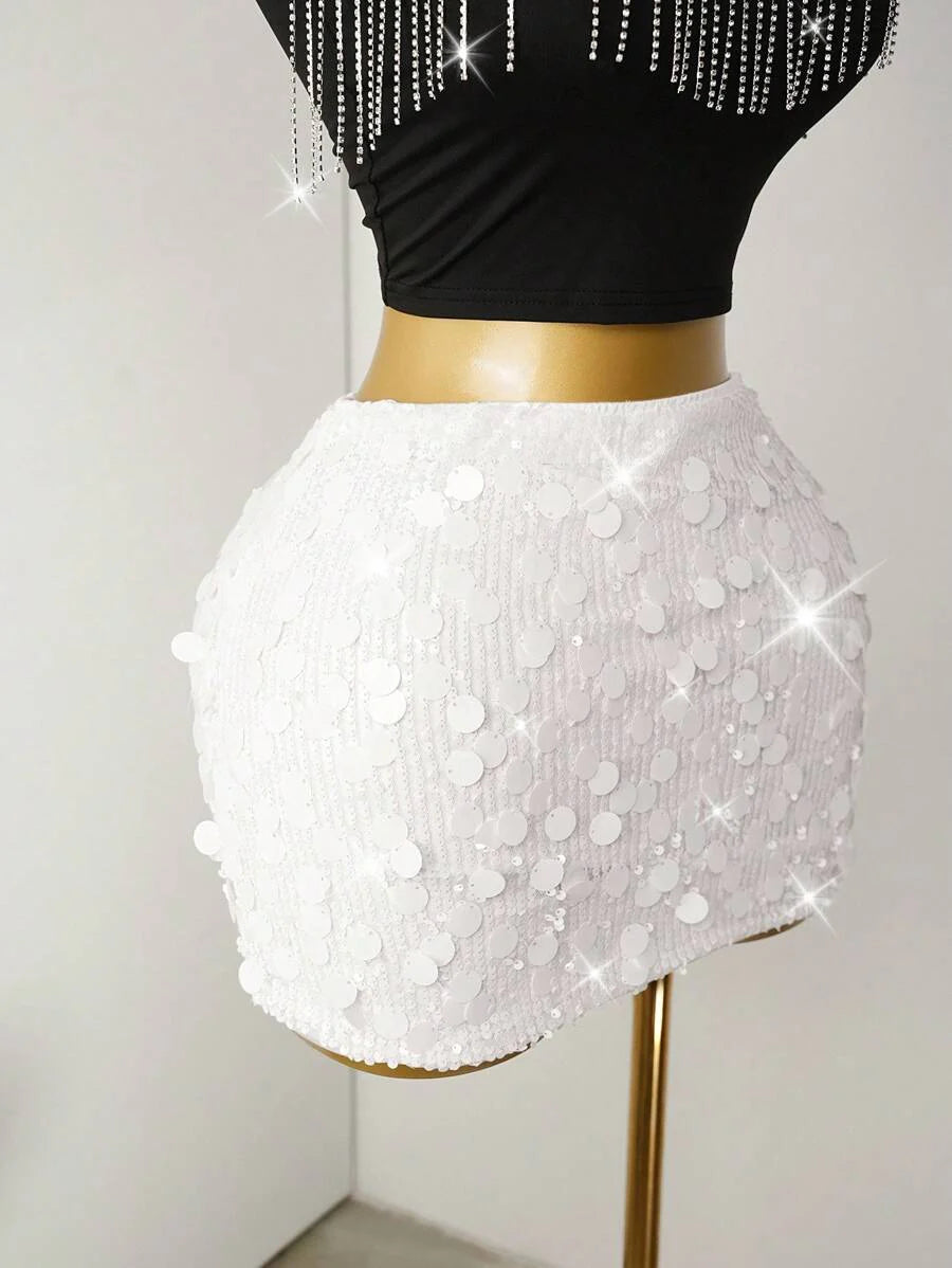 Estefanía-Minifalda ajustada con lentejuelas para ropa de fiesta de vacaciones