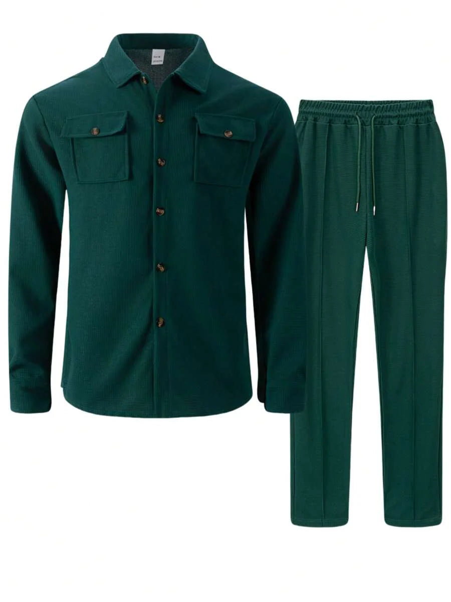 Juanma-Conjunto de camisa y  pantalones ligero para vacaciones