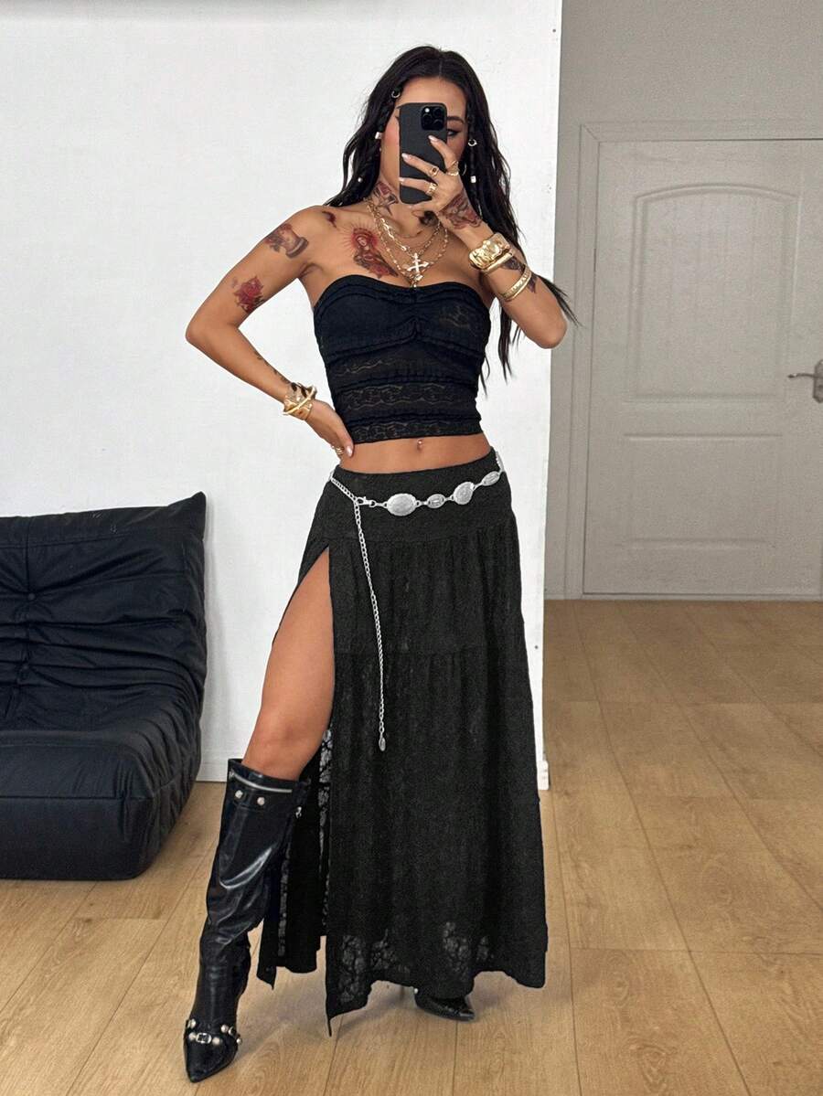 Irina-Falda con abertura y estampado,  de uso casual y versátil para el día a día