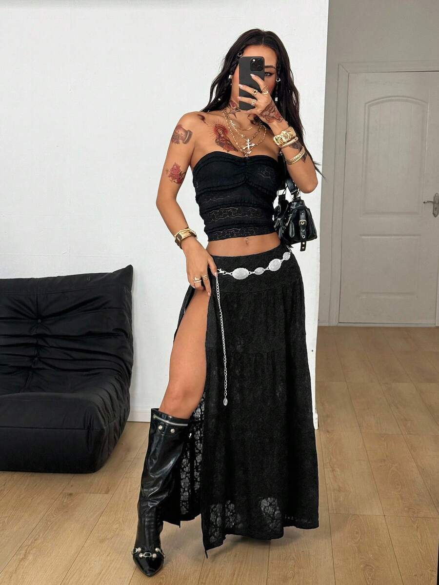 Irina-Falda con abertura y estampado,  de uso casual y versátil para el día a día
