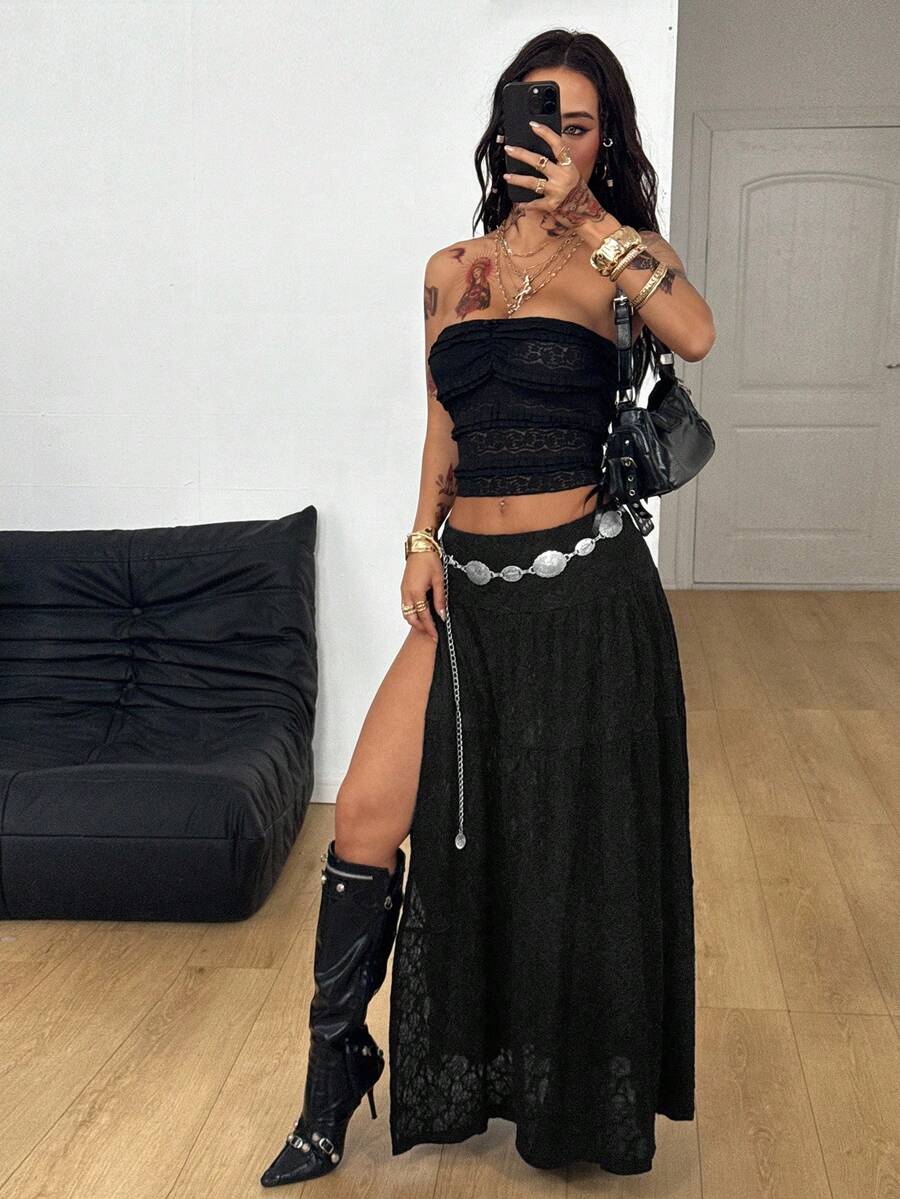 Irina-Falda con abertura y estampado,  de uso casual y versátil para el día a día