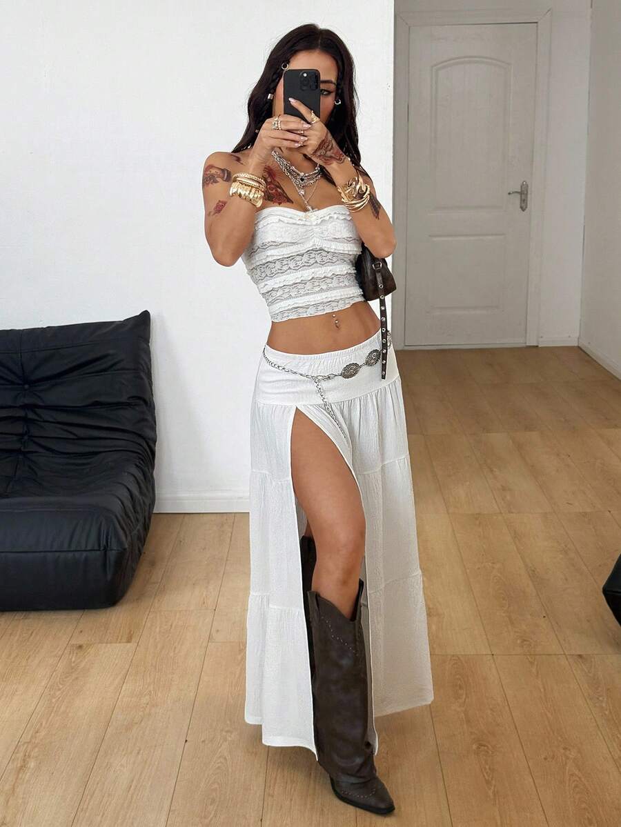 Irina-Falda con abertura y estampado,  de uso casual y versátil para el día a día