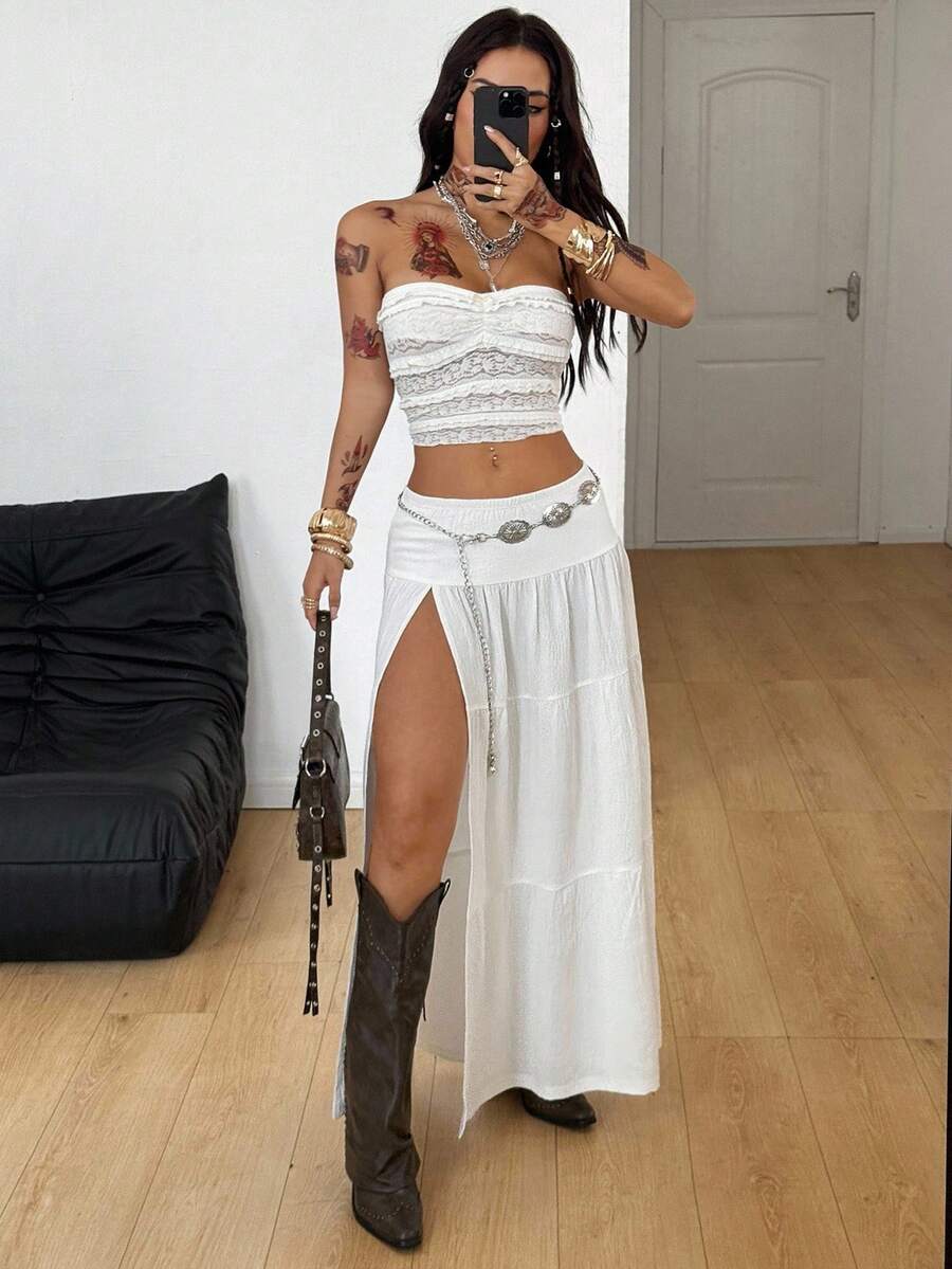 Irina-Falda con abertura y estampado,  de uso casual y versátil para el día a día