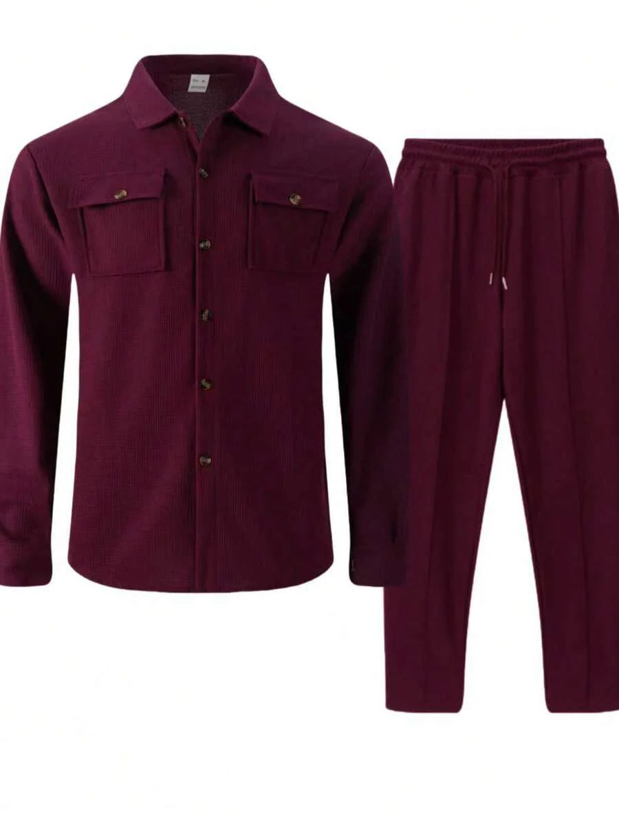 Juanma-Conjunto de camisa y  pantalones ligero para vacaciones