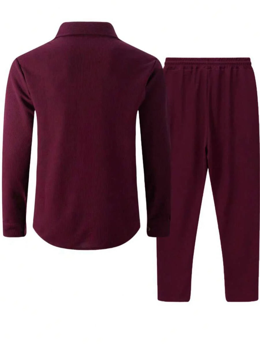 Juanma-Conjunto de camisa y  pantalones ligero para vacaciones