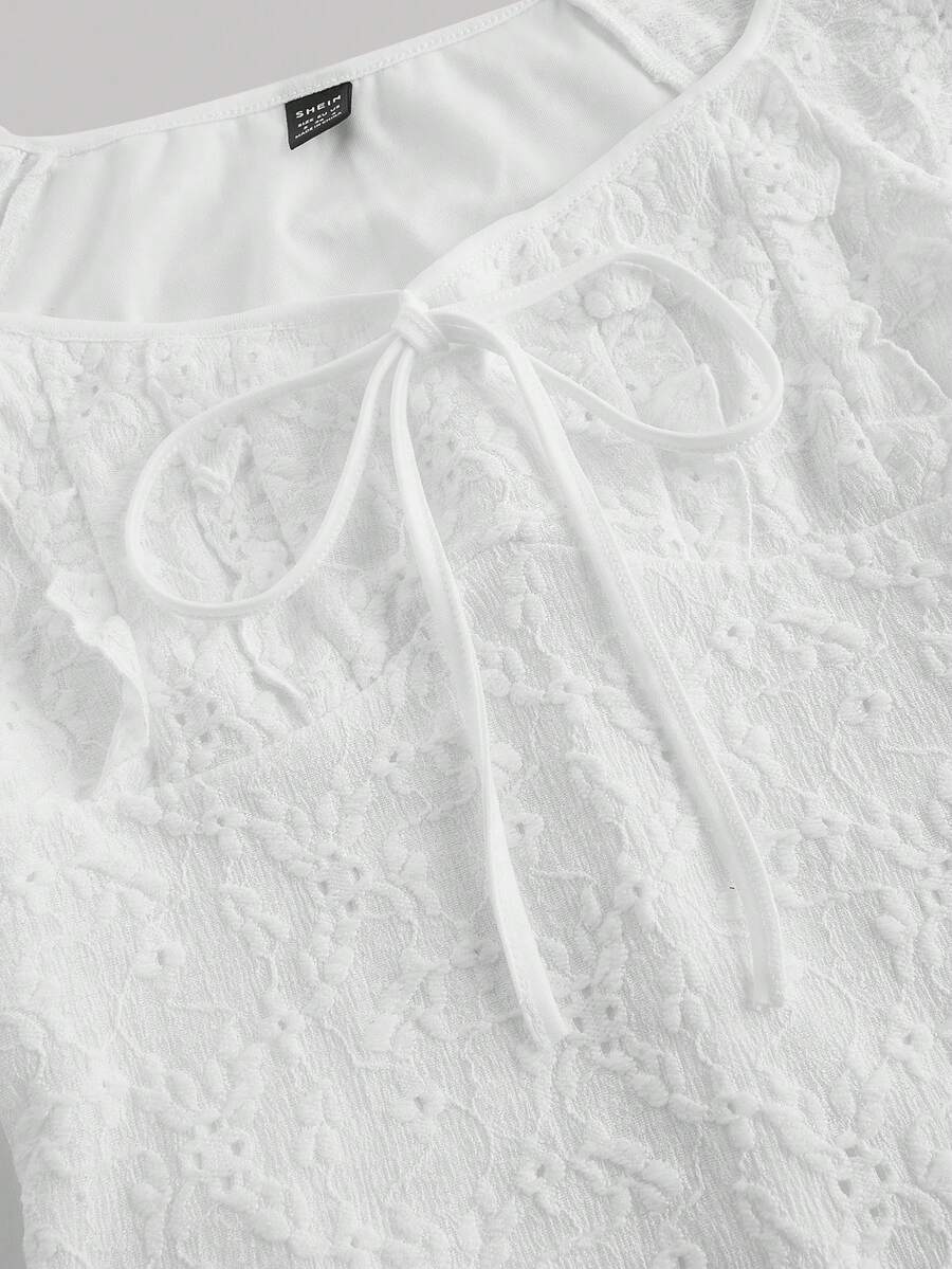 Cristina-Vestido mini de encaje blanco de punto para mujer