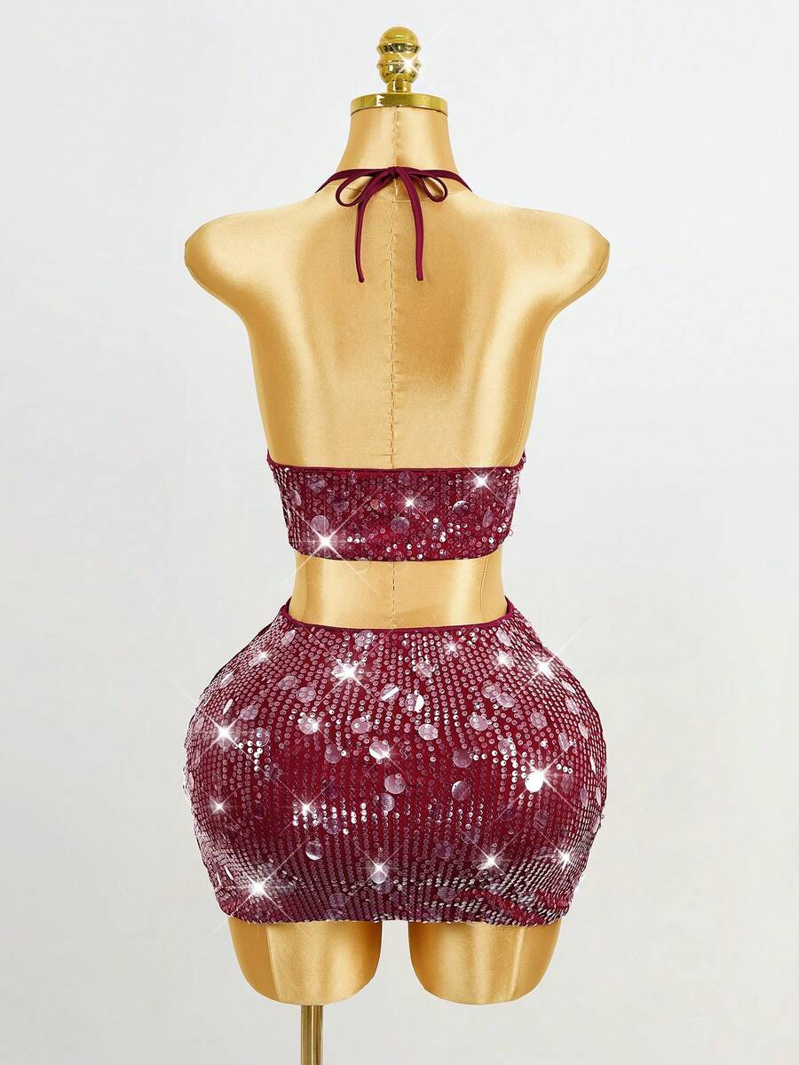 Estefanía-Minifalda ajustada con lentejuelas para ropa de fiesta de vacaciones