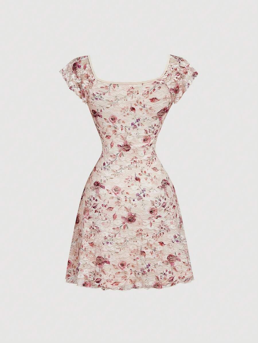 Cristina-Vestido mini de encaje blanco de punto para mujer