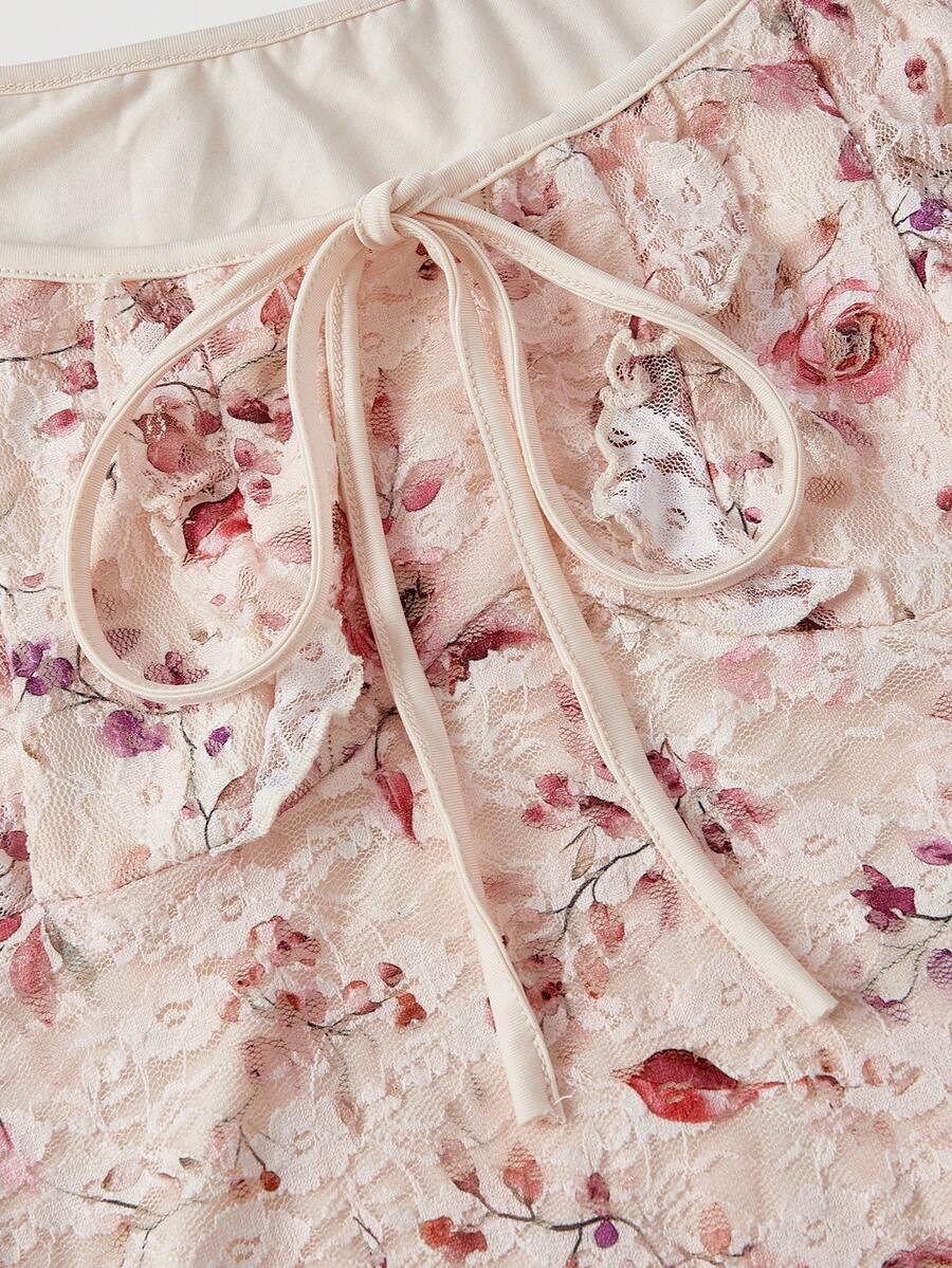 Cristina-Vestido mini de encaje blanco de punto para mujer