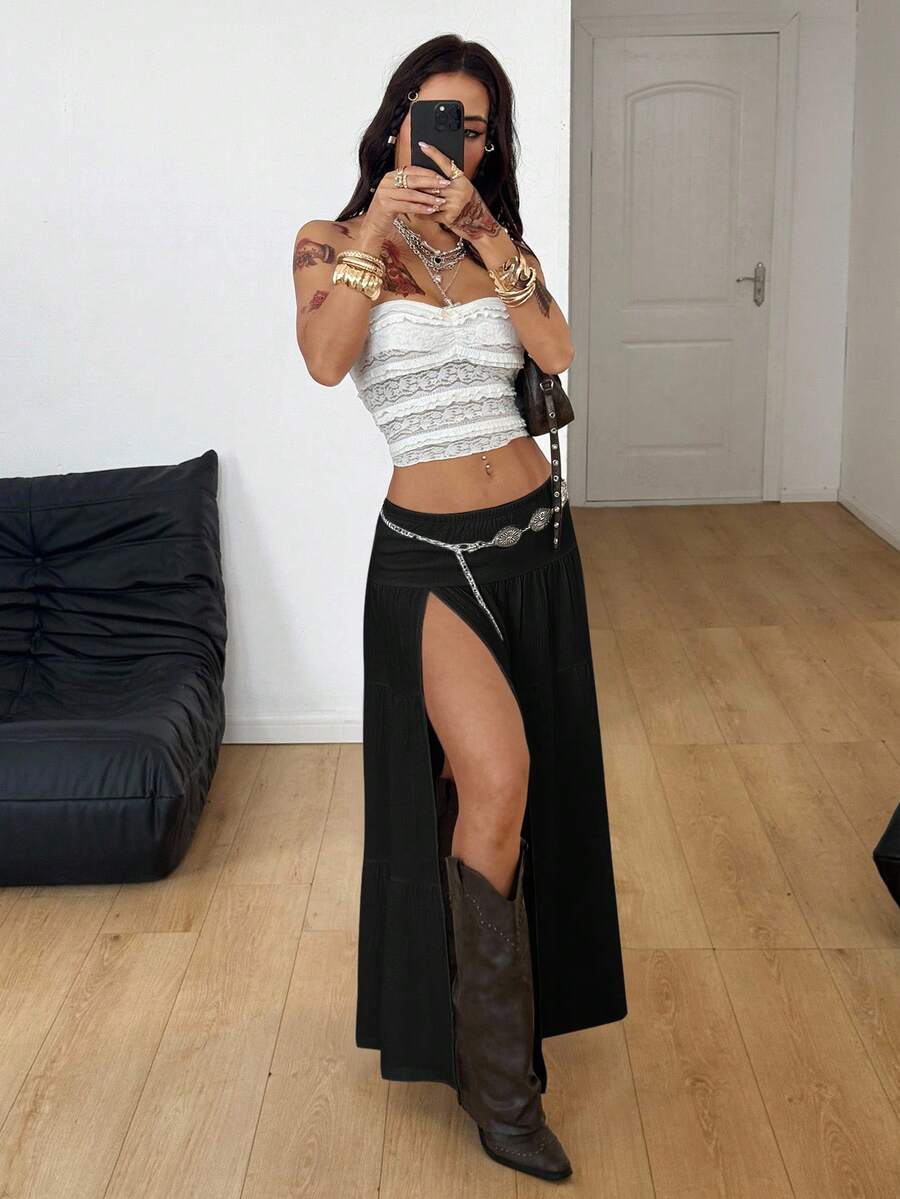 Irina-Falda con abertura y estampado,  de uso casual y versátil para el día a día