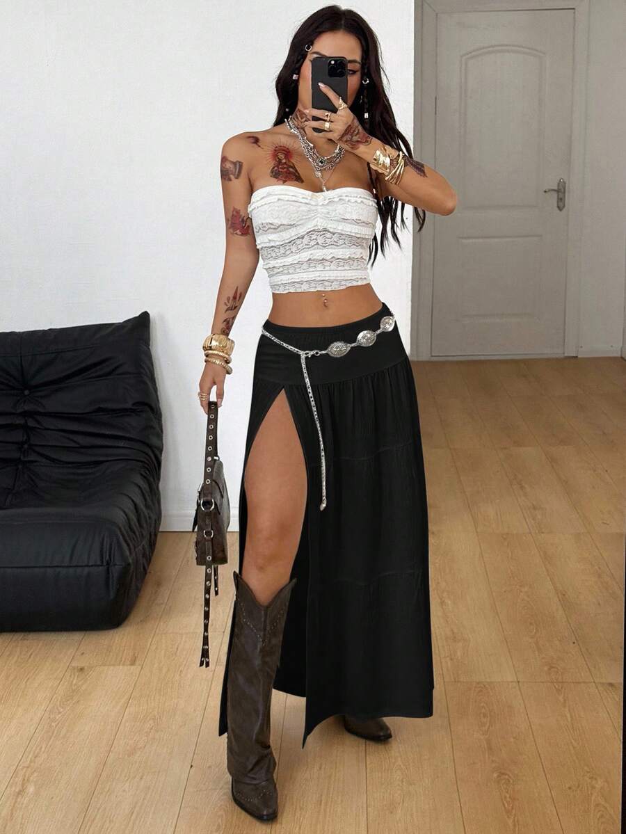 Irina-Falda con abertura y estampado,  de uso casual y versátil para el día a día