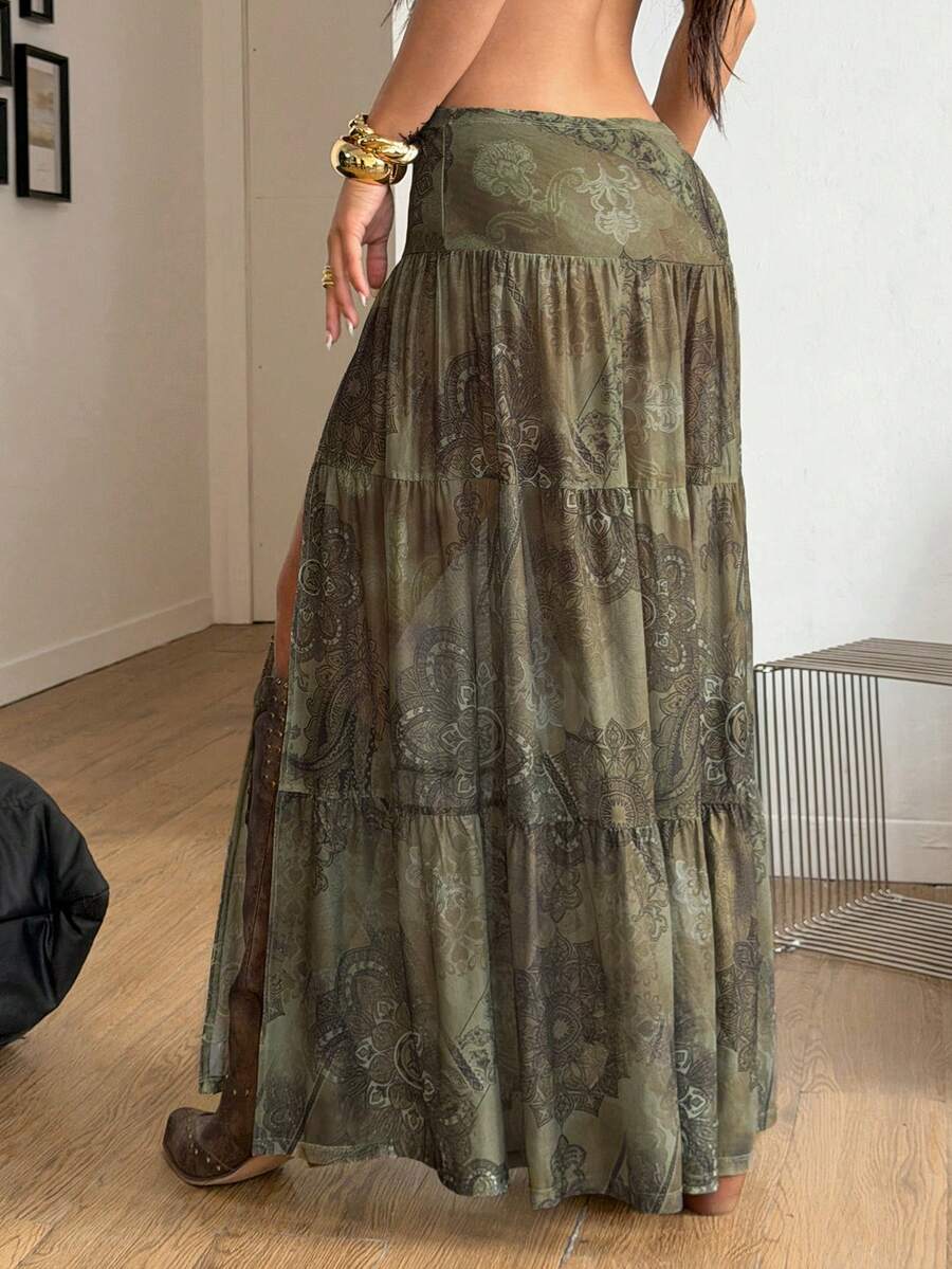 Irina-Falda con abertura y estampado,  de uso casual y versátil para el día a día