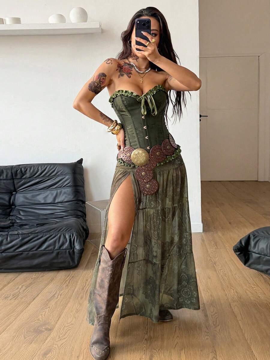 Irina-Falda con abertura y estampado,  de uso casual y versátil para el día a día