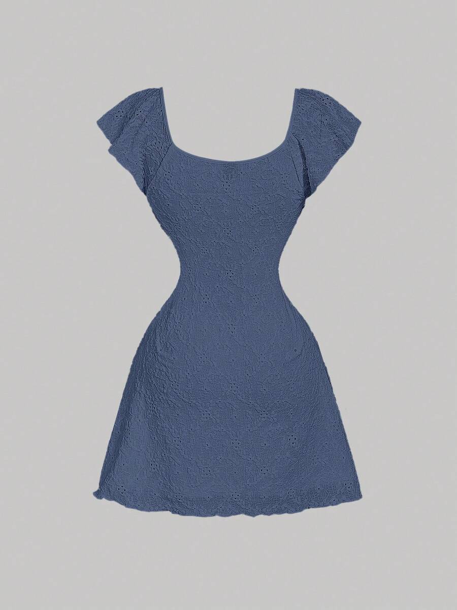 Cristina-Vestido mini de encaje blanco de punto para mujer