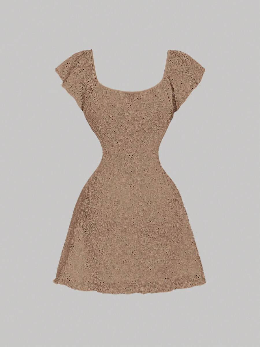 Cristina-Vestido mini de encaje blanco de punto para mujer