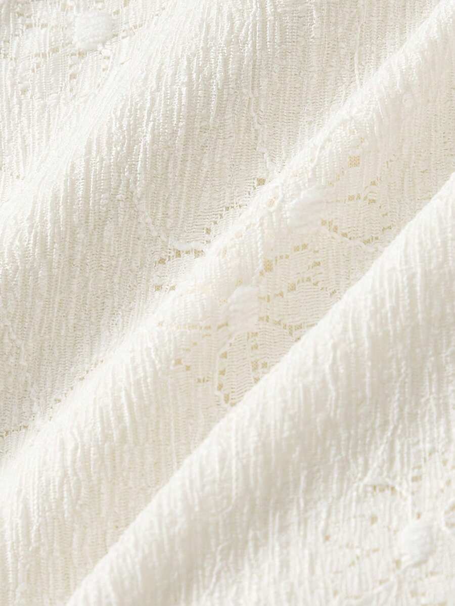 Cristina-Vestido mini de encaje blanco de punto para mujer