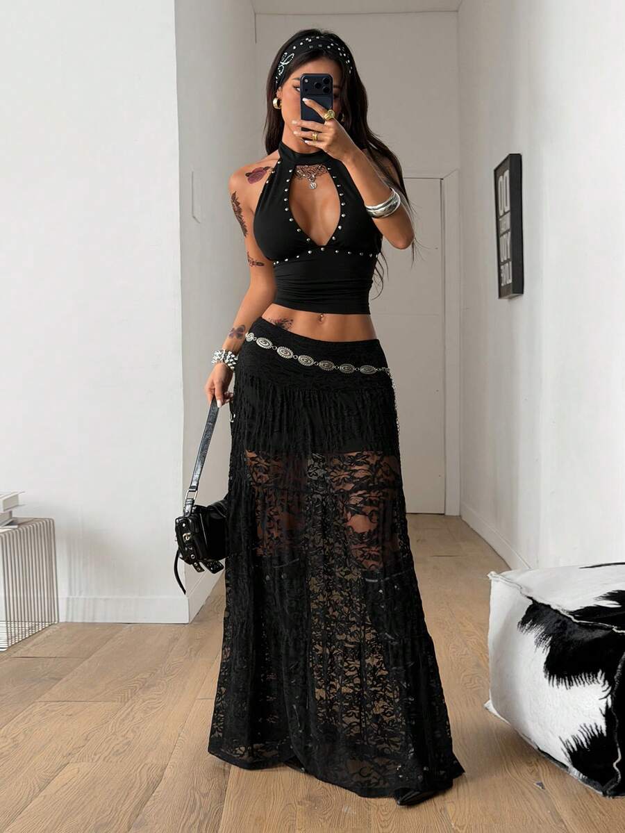 Irina-Falda con abertura y estampado,  de uso casual y versátil para el día a día