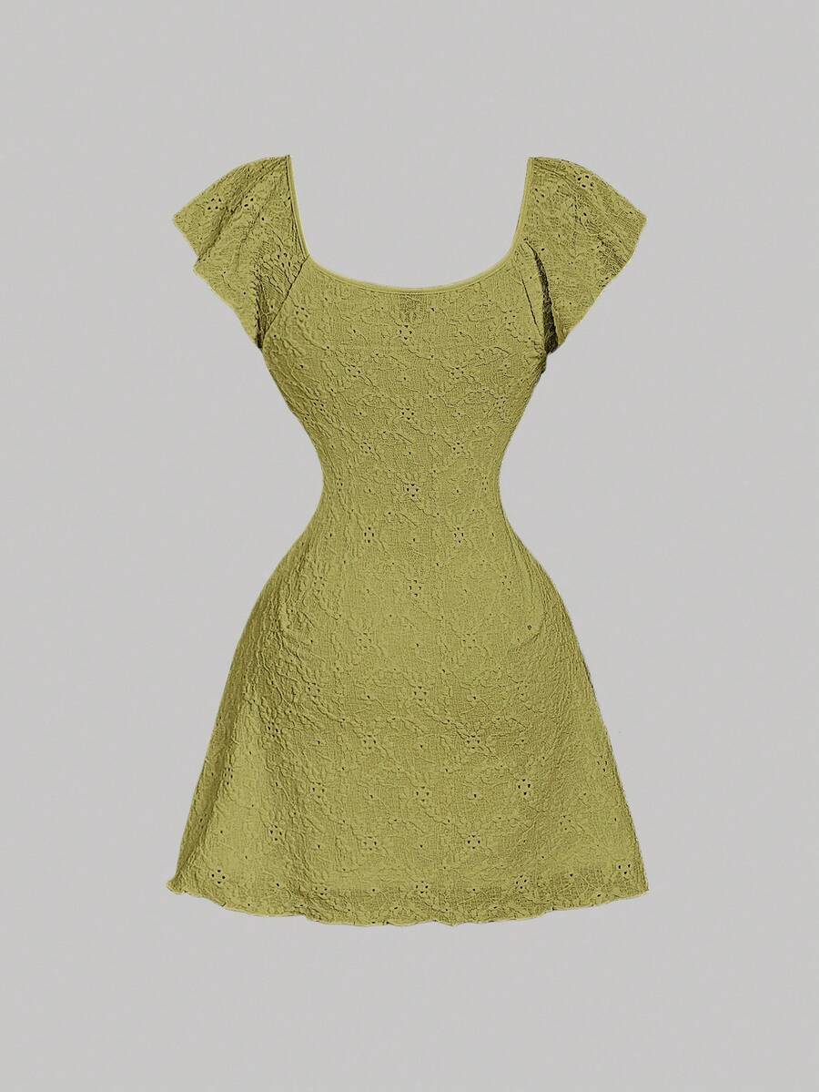 Cristina-Vestido mini de encaje blanco de punto para mujer