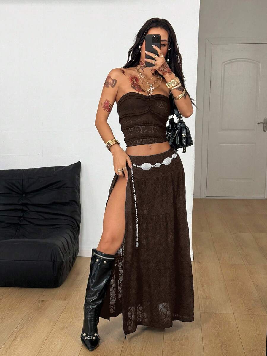 Irina-Falda con abertura y estampado,  de uso casual y versátil para el día a día