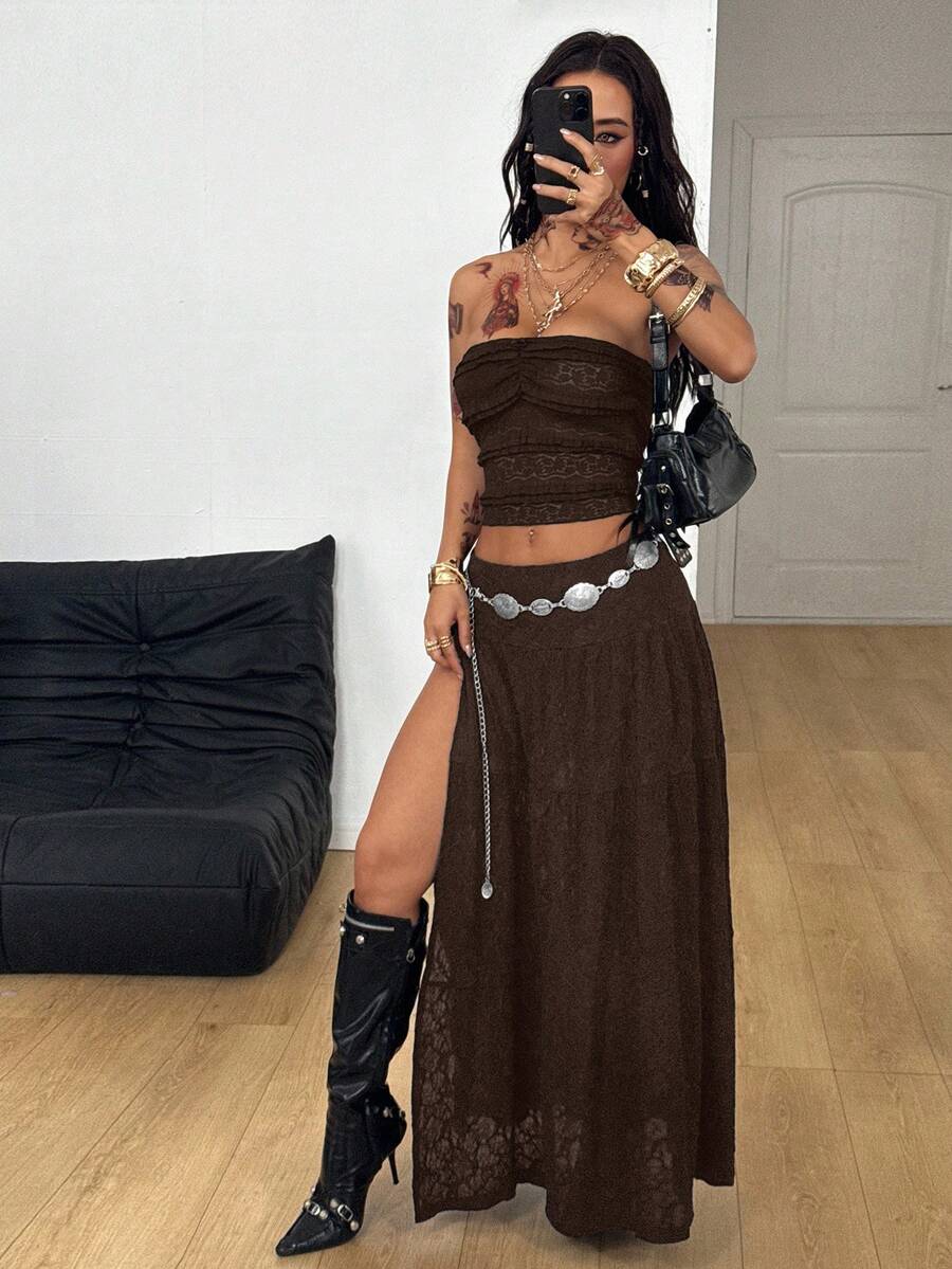 Irina-Falda con abertura y estampado,  de uso casual y versátil para el día a día