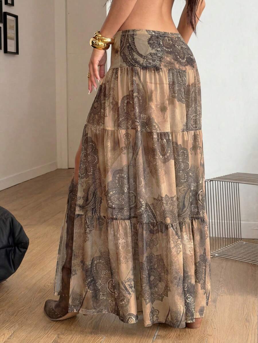 Irina-Falda con abertura y estampado,  de uso casual y versátil para el día a día