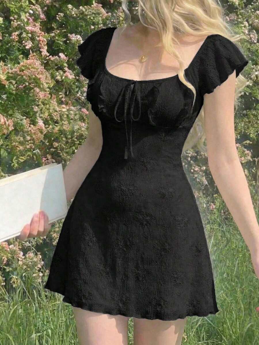 Cristina-Vestido mini de encaje blanco de punto para mujer