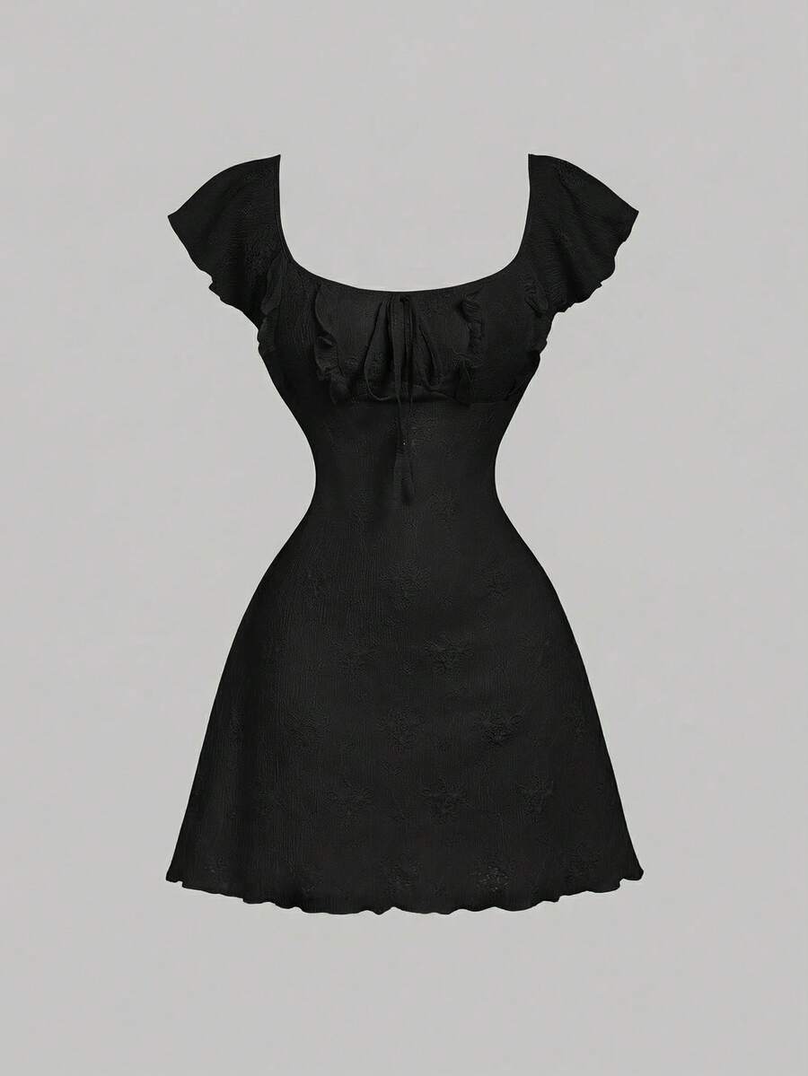 Cristina-Vestido mini de encaje blanco de punto para mujer