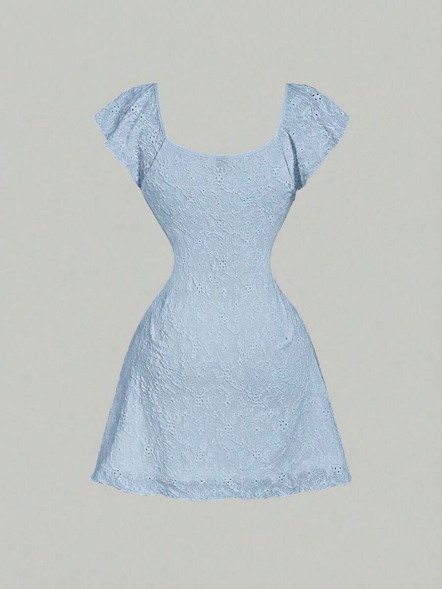 Cristina-Vestido mini de encaje blanco de punto para mujer