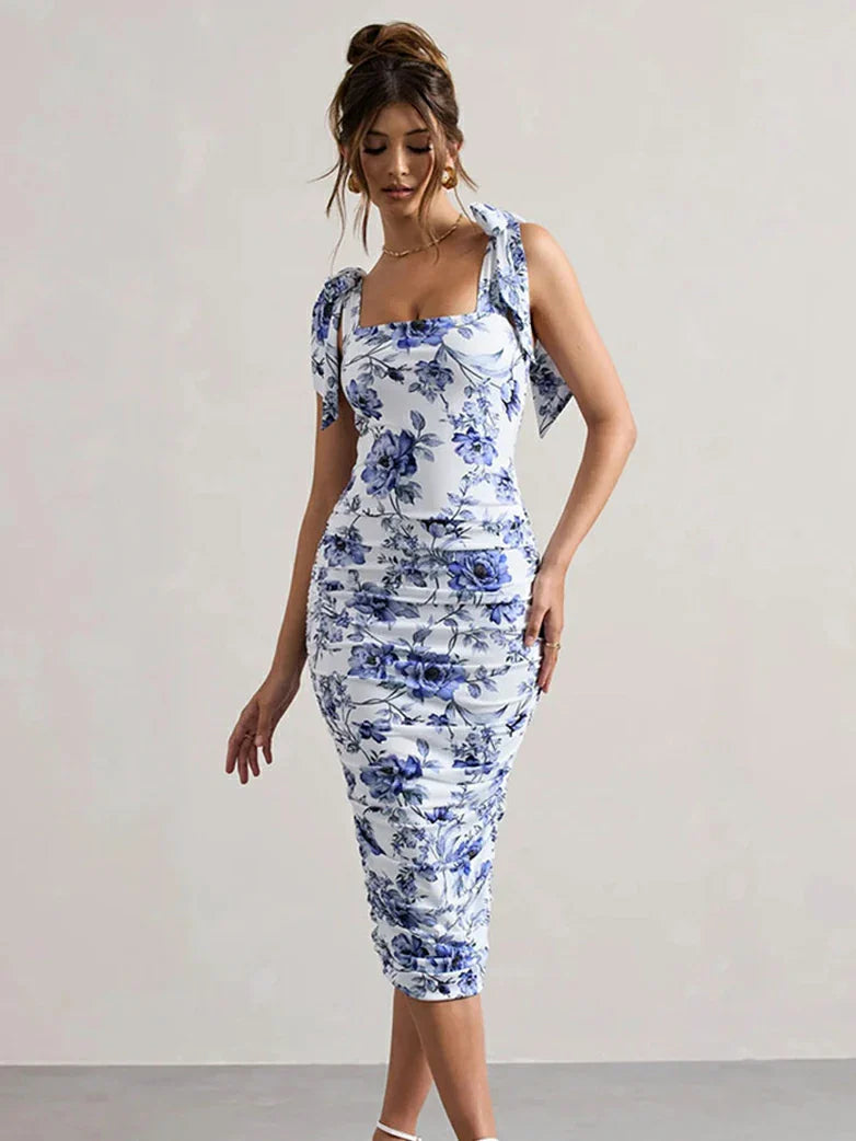Lola-Vestido con estampado y pliegues