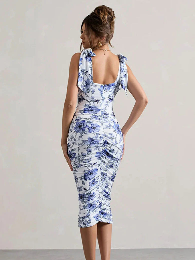 Lola-Vestido con estampado y pliegues