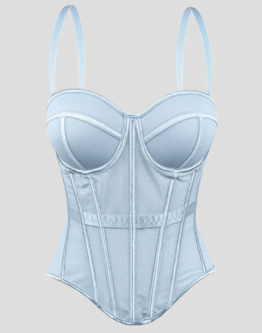 Elvira-Top tipo body de malla con diseño en espiga y rellenos para el pecho