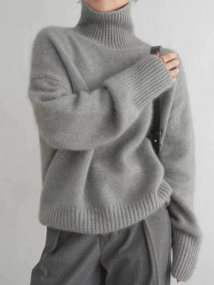 Andrea-Jersey de cachemira con cuello alto