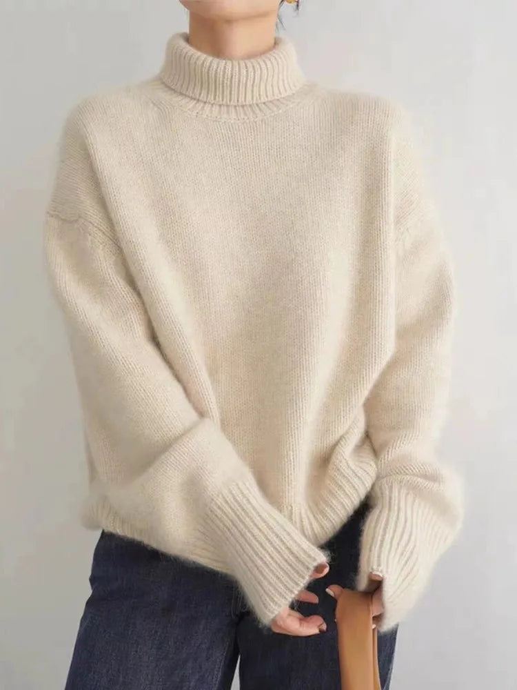 Andrea-Jersey de cachemira con cuello alto