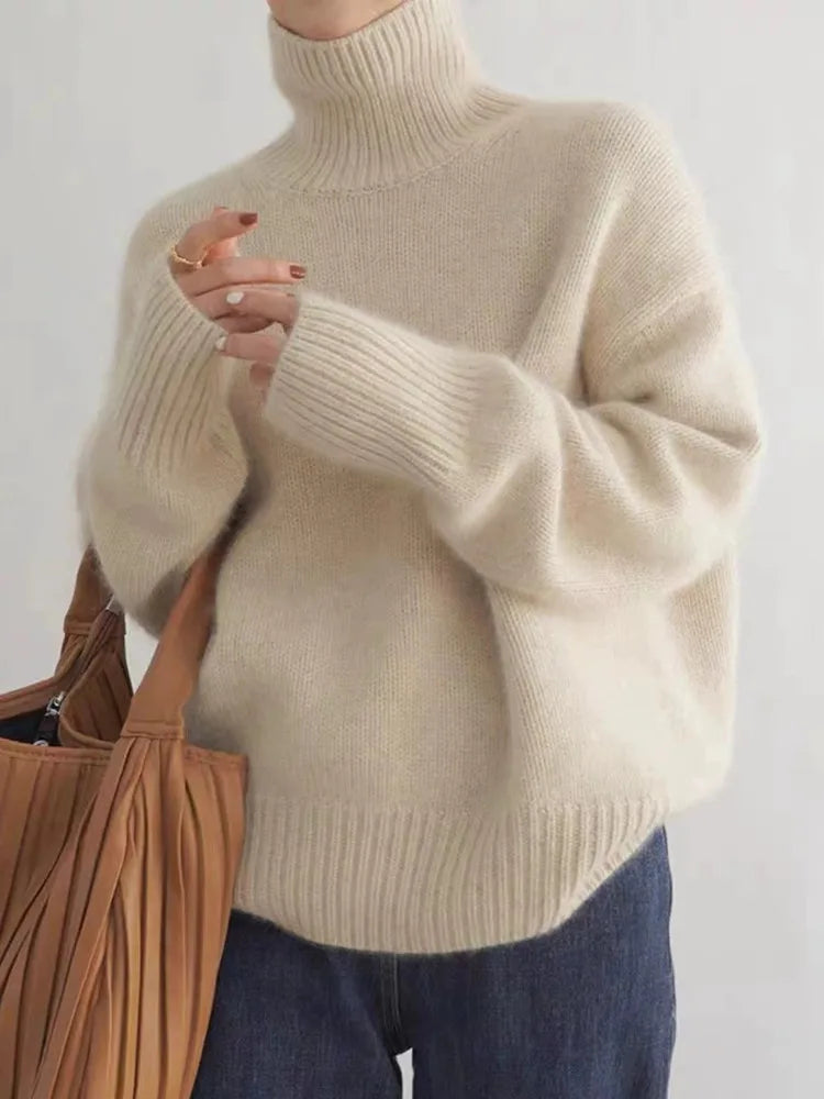 Andrea-Jersey de cachemira con cuello alto