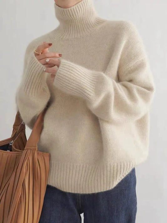 Andrea-Jersey de cachemira con cuello alto