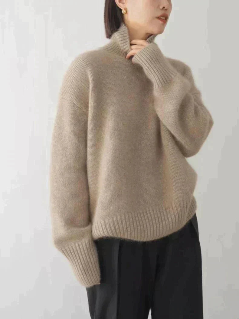Andrea-Jersey de cachemira con cuello alto